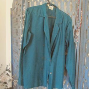 Emerald Green Double Breasted Silk Blouse